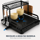 Escorredor 3 em 1 de Aço Inoxidável Multifuncional com Alças Dobráveis e Base Antiderrapante + BRINDE: Kit de Utensílios de Cozinha.